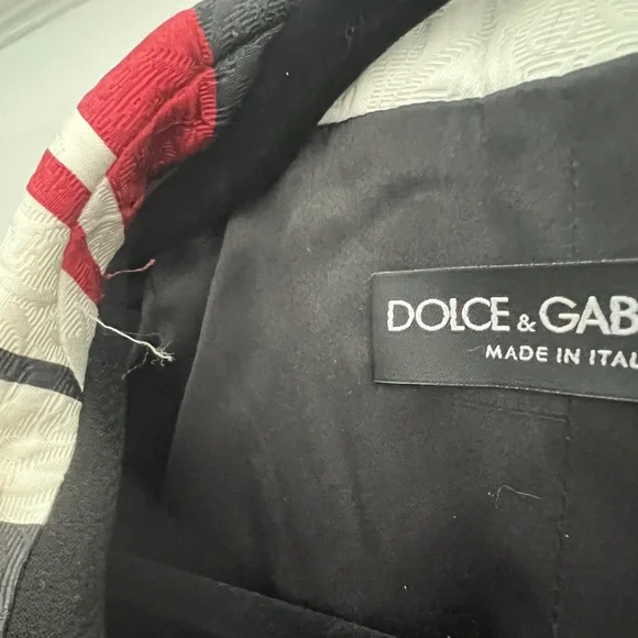 Dolce & Gabbana Black Wool Crepe Contrast Trim Detail Button Front Coat Size 46 - Picture 16 of 16